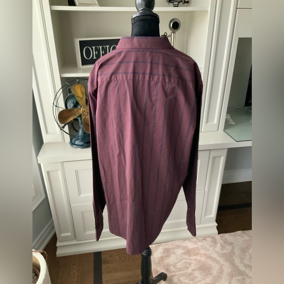 EN THREAD Men’s Burgundy Stripe Button Up Long Sleeve Shirt Size XL BRAND NEW - Picture 10 of 11